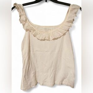 American Eagle Off-White Eyelet Ruffle Top